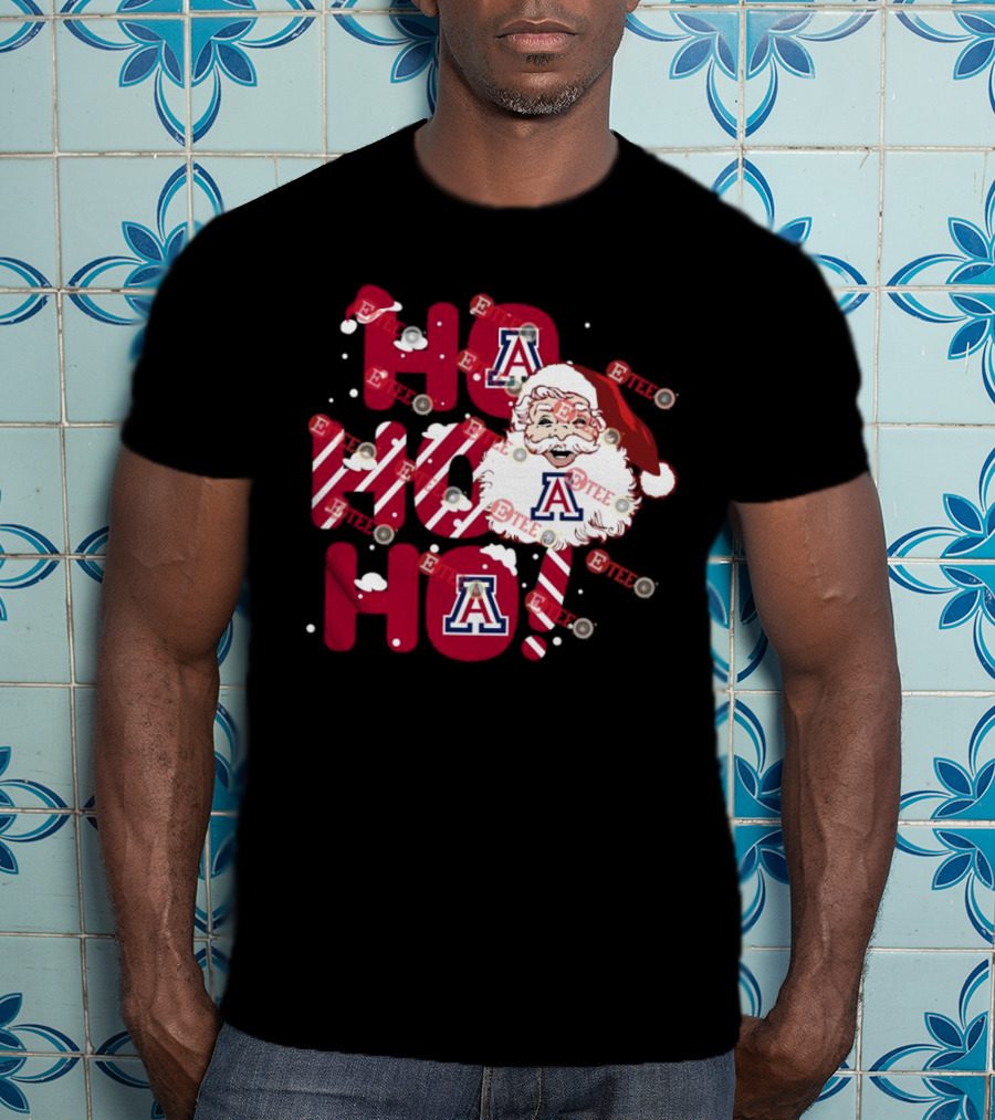 Arizona Wildcats Santa Claus Ho Ho Ho Christmas Holiday Spirit T-Shirt