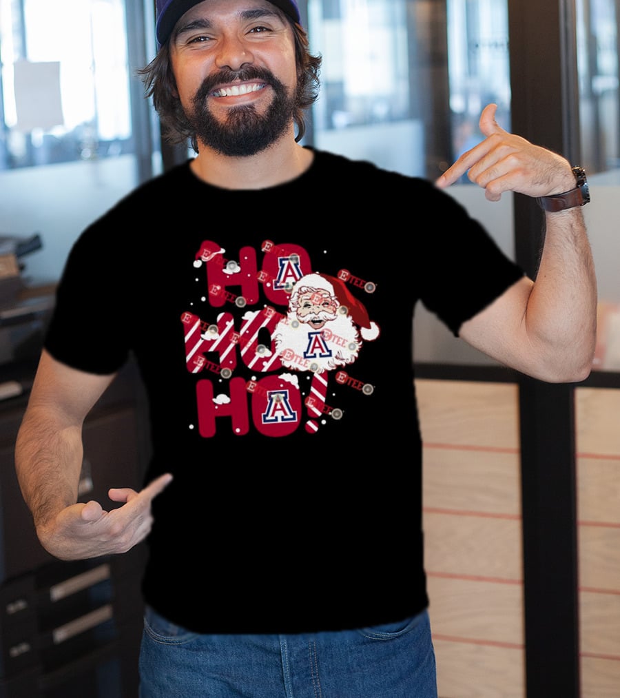 Arizona Wildcats Santa Claus Ho Ho Ho Christmas Holiday Spirit T-Shirt