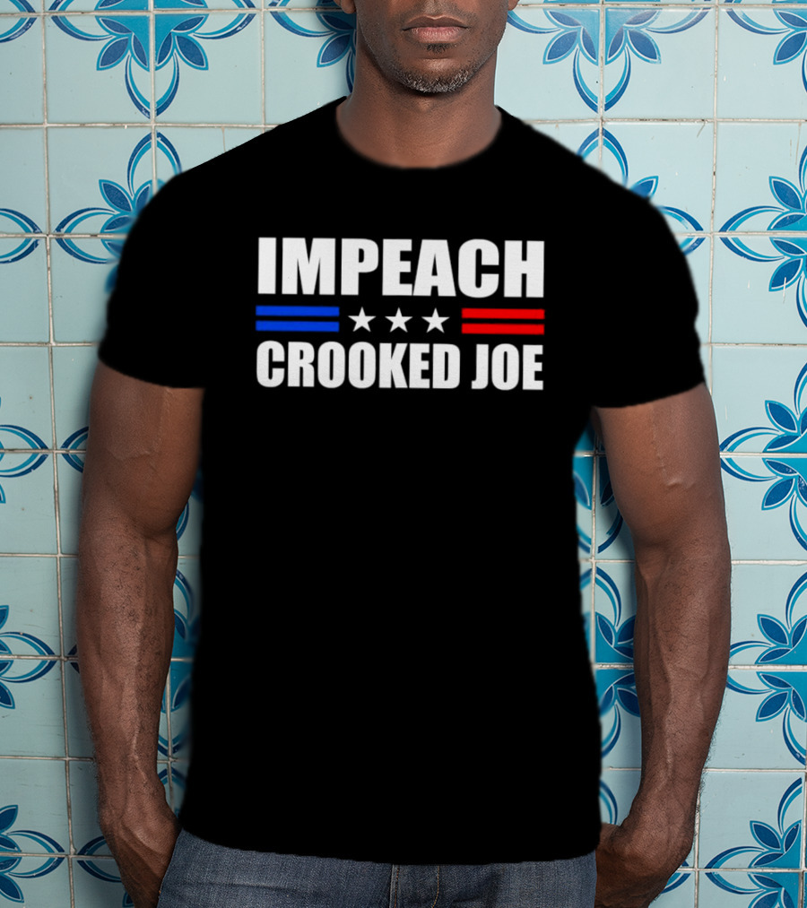 IMPEACH CROOKED JOE Stars Red And Blue Bars Political T-Shirt