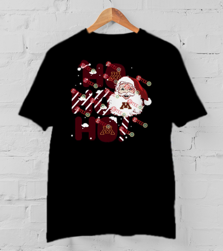 Minnesota Golden Gophers Santa Claus Ho Ho Ho Christmas Snowflake Candy Cane T-Shirt