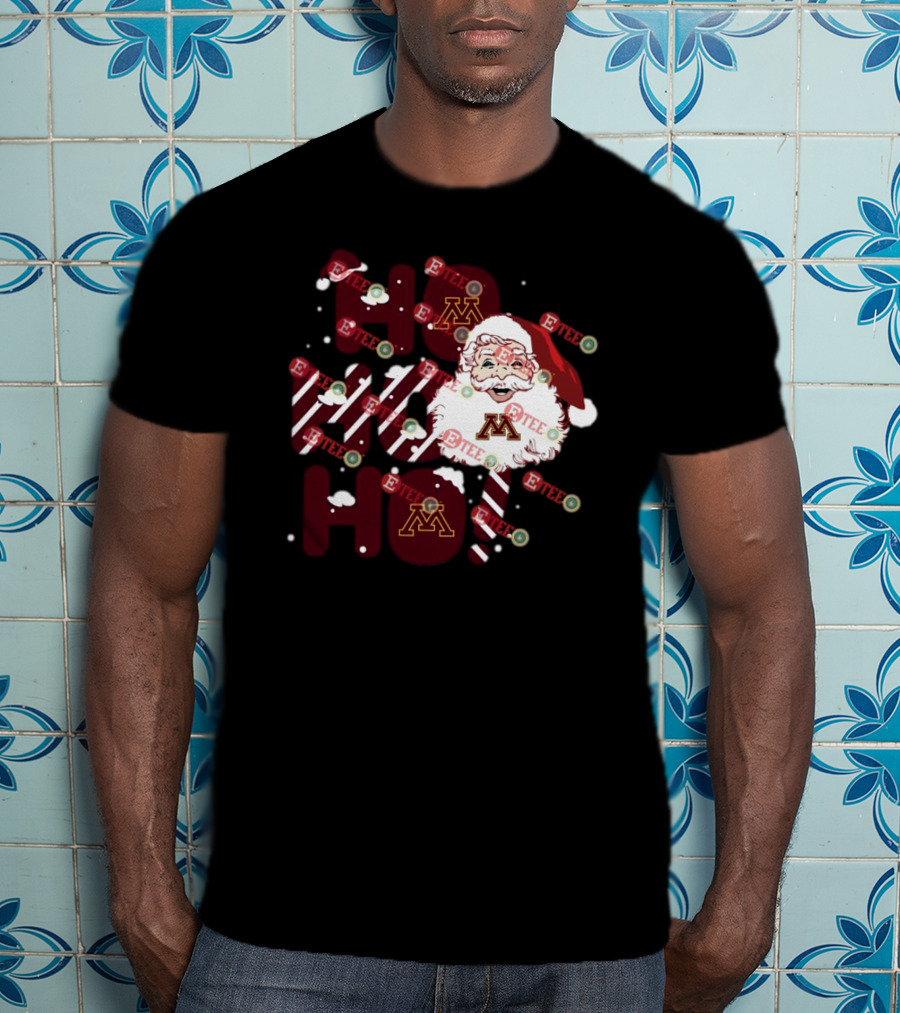 Minnesota Golden Gophers Santa Claus Ho Ho Ho Christmas Snowflake Candy Cane T-Shirt