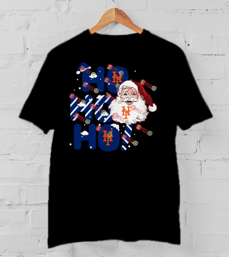 New York Mets Santa Claus Ho Ho Ho Christmas Festive T-Shirt