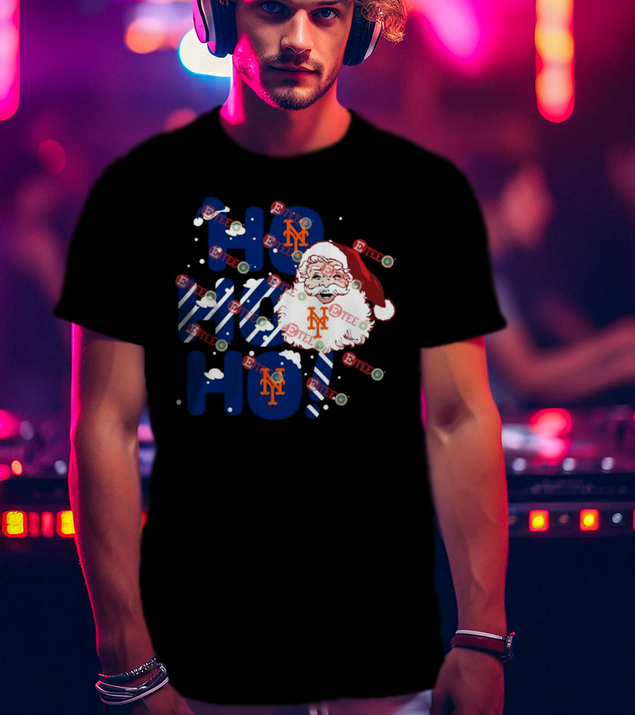 New York Mets Santa Claus Ho Ho Ho Christmas Festive T-Shirt