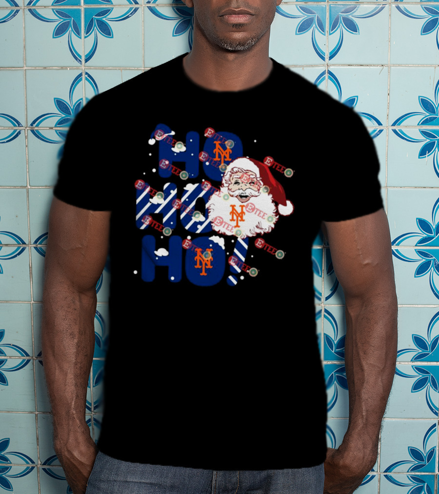 New York Mets Santa Claus Ho Ho Ho Christmas Festive T-Shirt