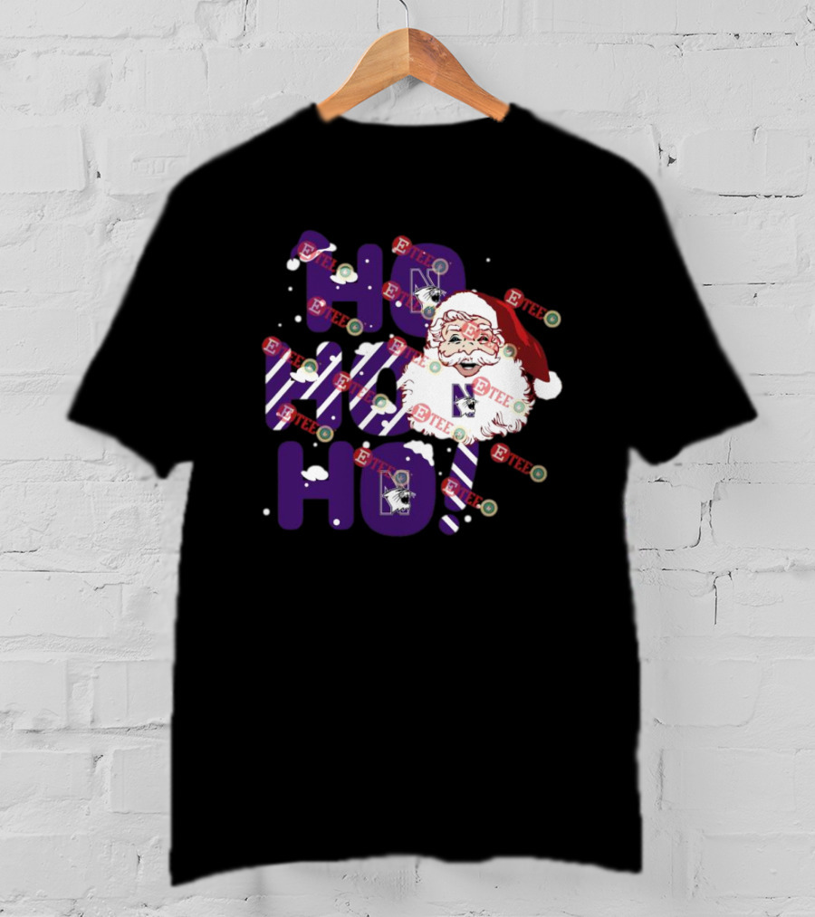 Northwestern Wildcats Santa Claus Ho Ho Ho Christmas Snowflakes T-Shirt