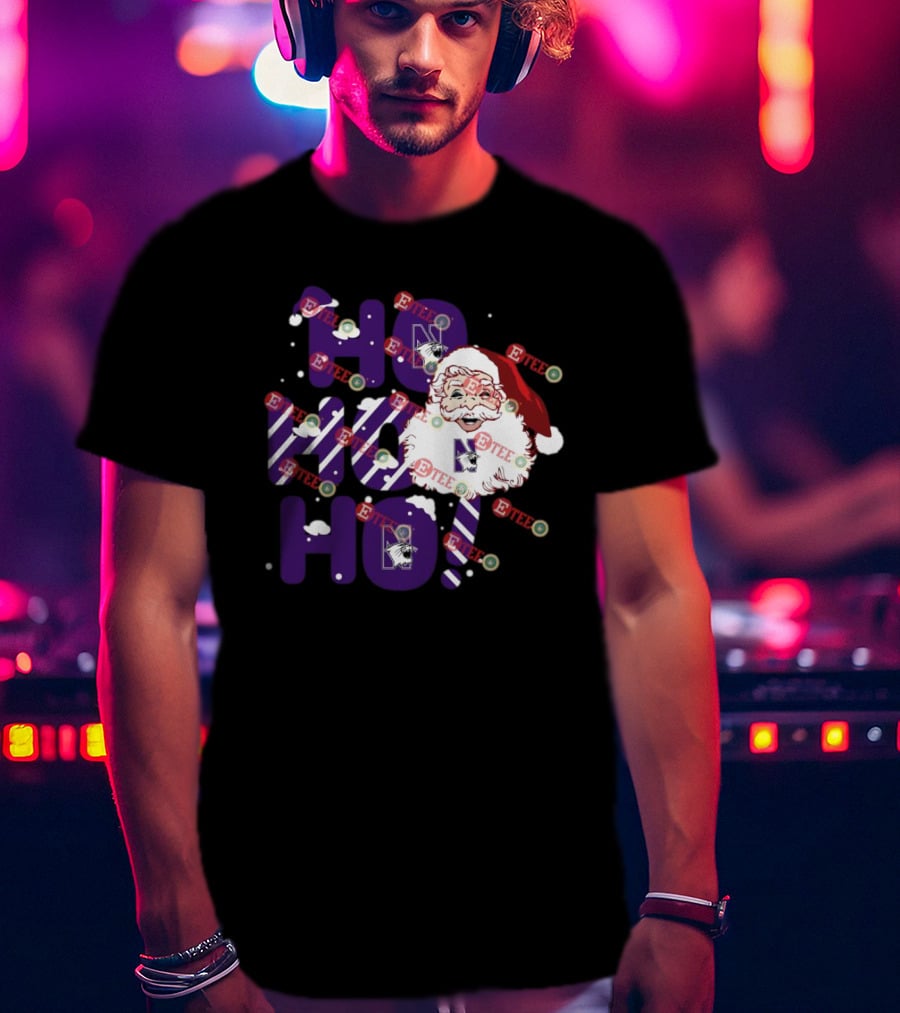 Northwestern Wildcats Santa Claus Ho Ho Ho Christmas Snowflakes T-Shirt
