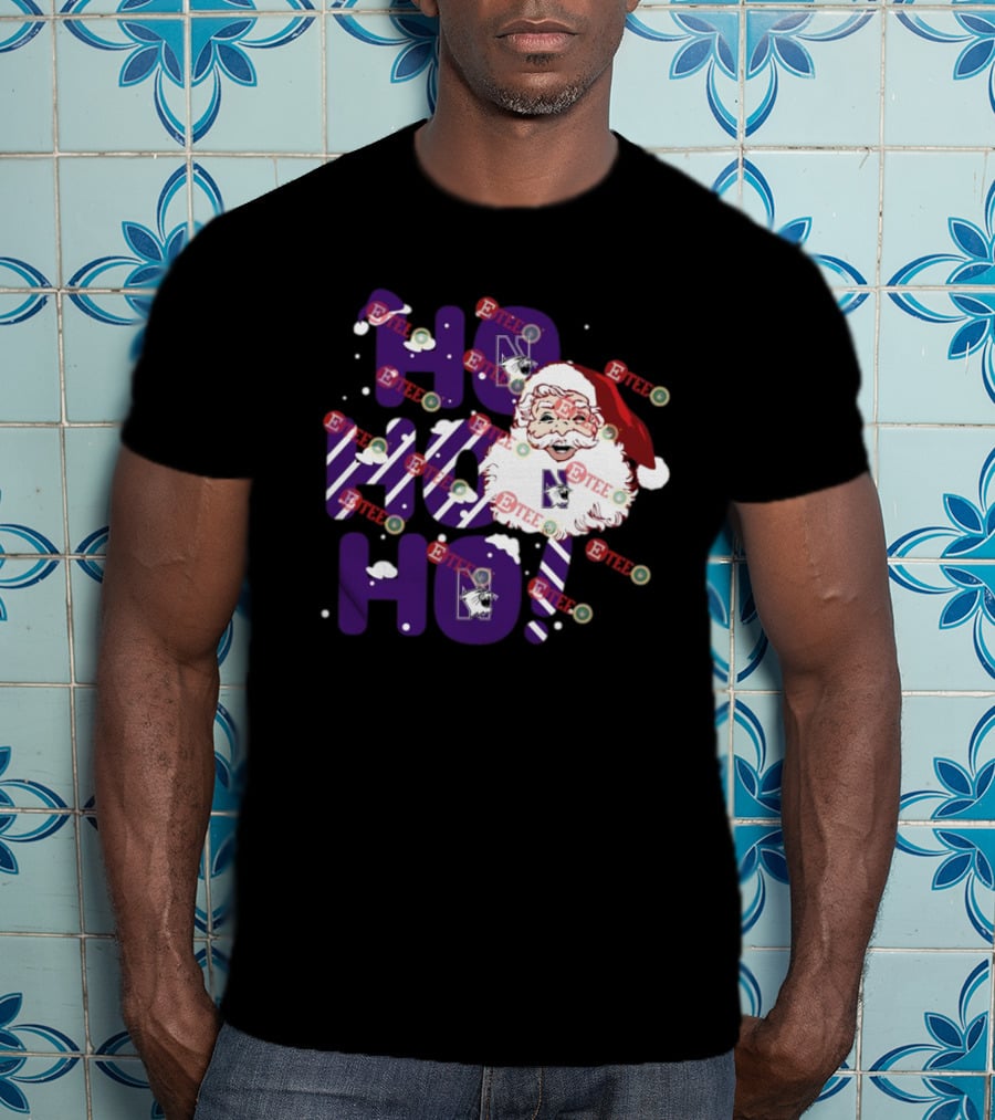 Northwestern Wildcats Santa Claus Ho Ho Ho Christmas Snowflakes T-Shirt