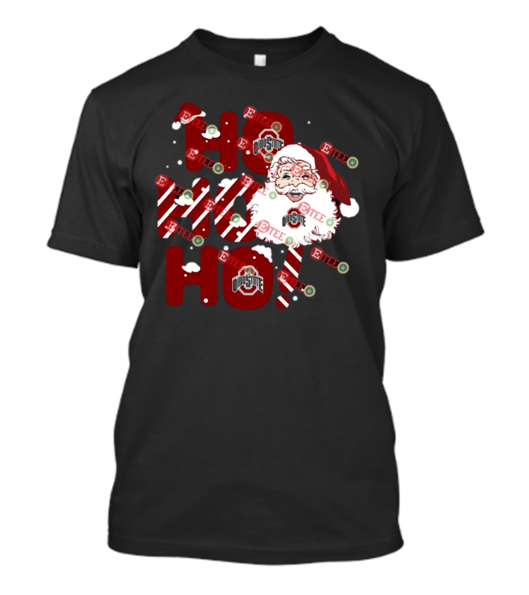 Ohio State Buckeyes Santa Claus Ho Ho Ho Christmas Holiday Spirit T-Shirt