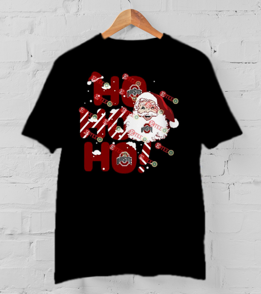 Ohio State Buckeyes Santa Claus Ho Ho Ho Christmas Holiday Spirit T-Shirt