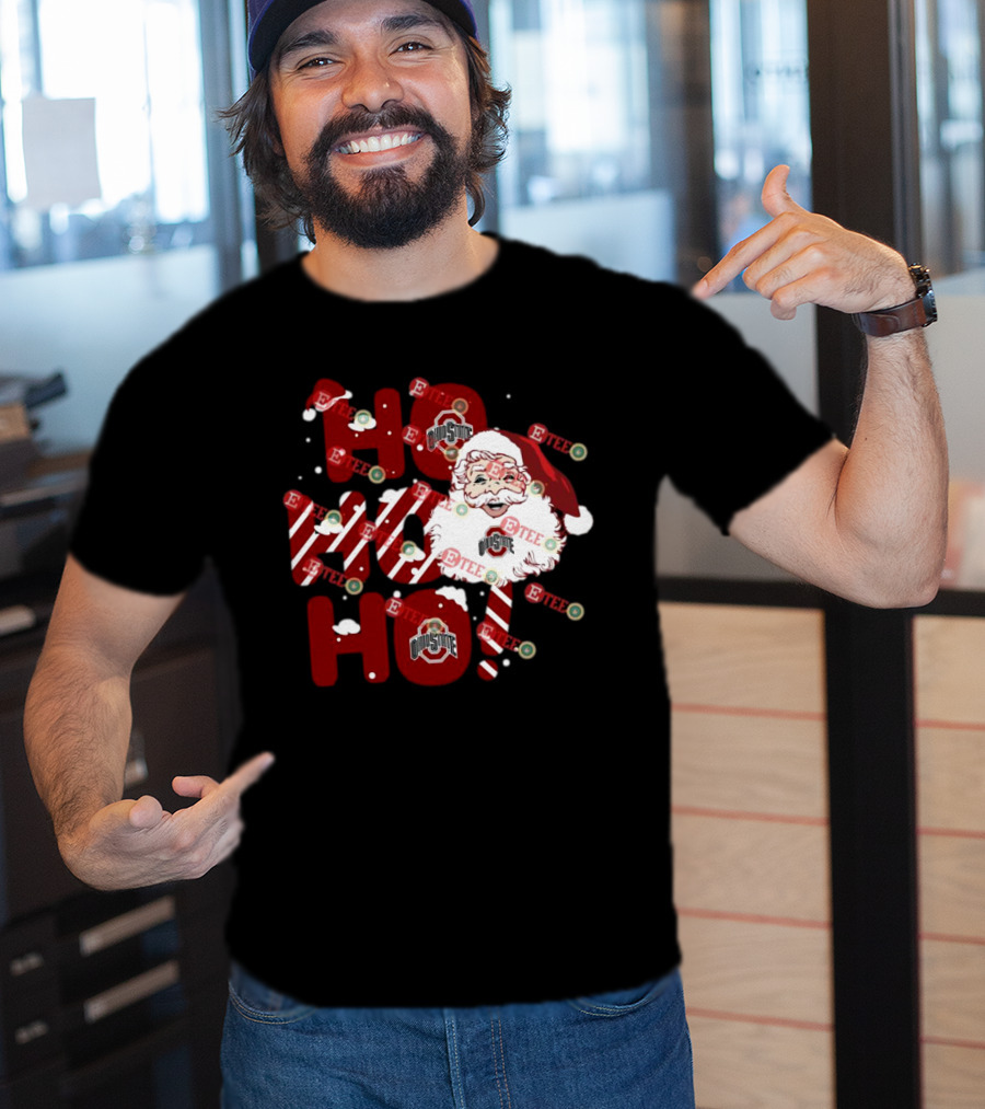 Ohio State Buckeyes Santa Claus Ho Ho Ho Christmas Holiday Spirit T-Shirt