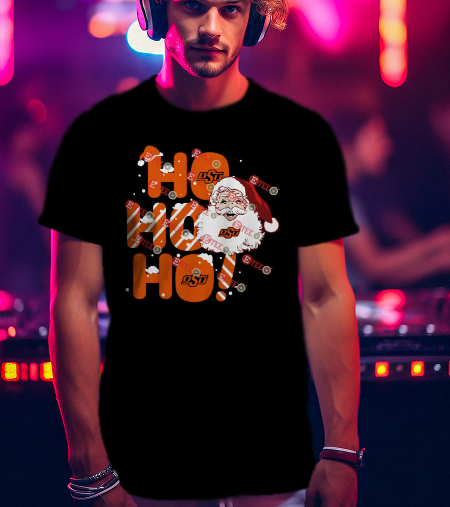 Oklahoma State Cowboys OSU Santa Claus Ho Ho Ho Christmas T-Shirt