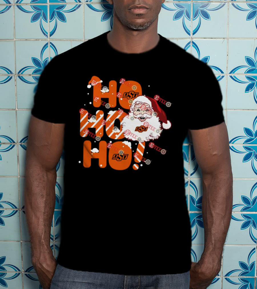 Oklahoma State Cowboys OSU Santa Claus Ho Ho Ho Christmas T-Shirt