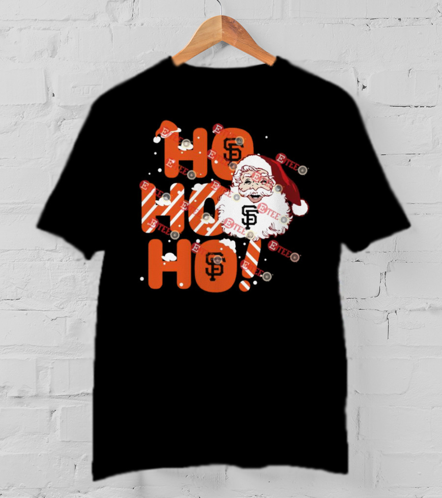 San Francisco Giants Santa Claus Ho Ho Ho Christmas Snowflakes Santa Hat T-Shirt