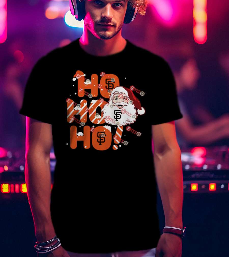 San Francisco Giants Santa Claus Ho Ho Ho Christmas Snowflakes Santa Hat T-Shirt
