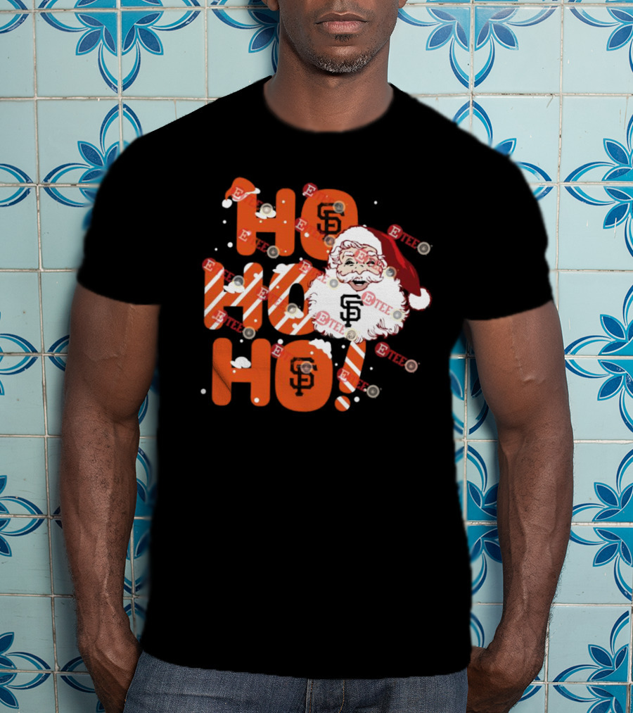 San Francisco Giants Santa Claus Ho Ho Ho Christmas Snowflakes Santa Hat T-Shirt