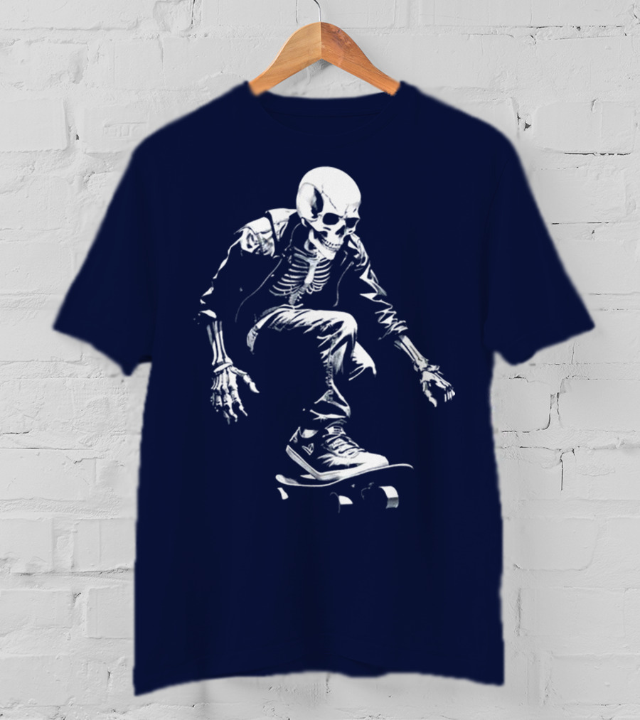 Skeleton Skateboarder Cool Iconic Street Style Skater Pose T-Shirt