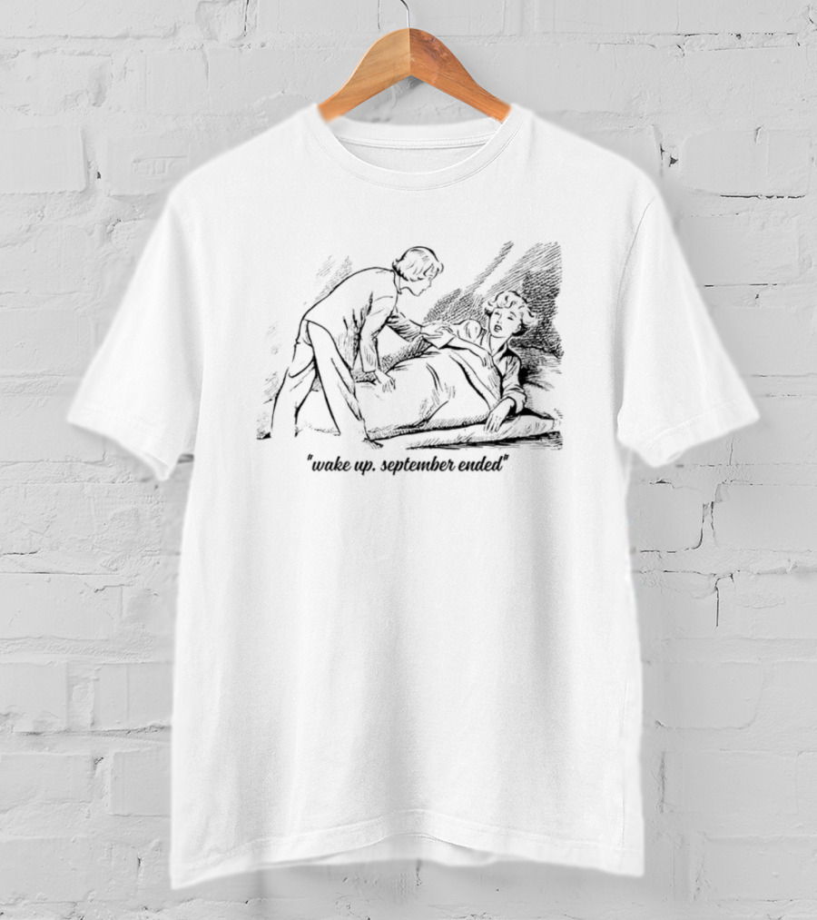 Wake Up September Ended Comic Couple Scene T-Shirt