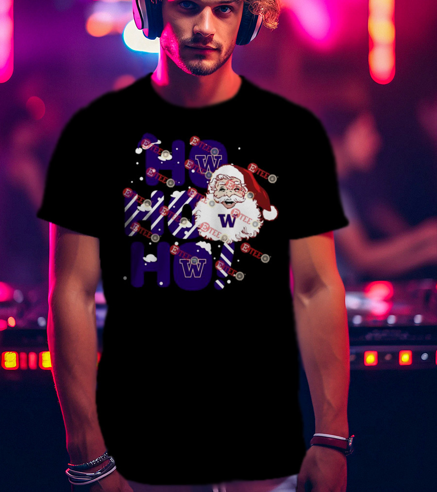 Washington Huskies Ho Ho Ho Santa Claus Christmas T-Shirt