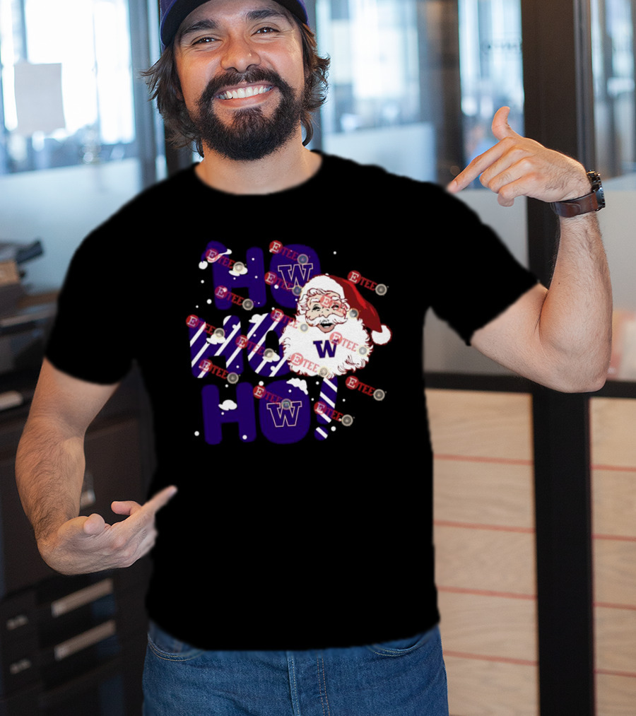 Washington Huskies Ho Ho Ho Santa Claus Christmas T-Shirt