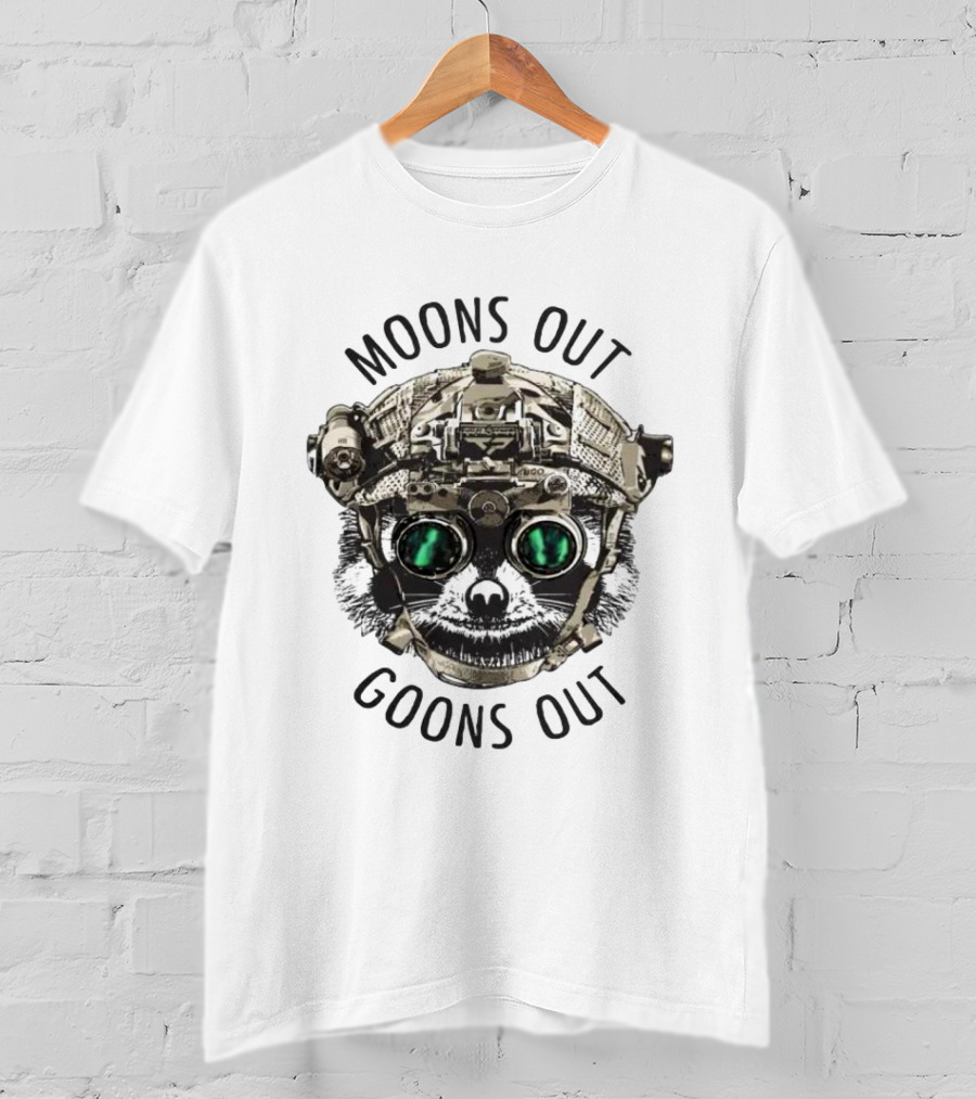 Moons Out Goons Out Raccoon With Tactical Gear T-Shirt