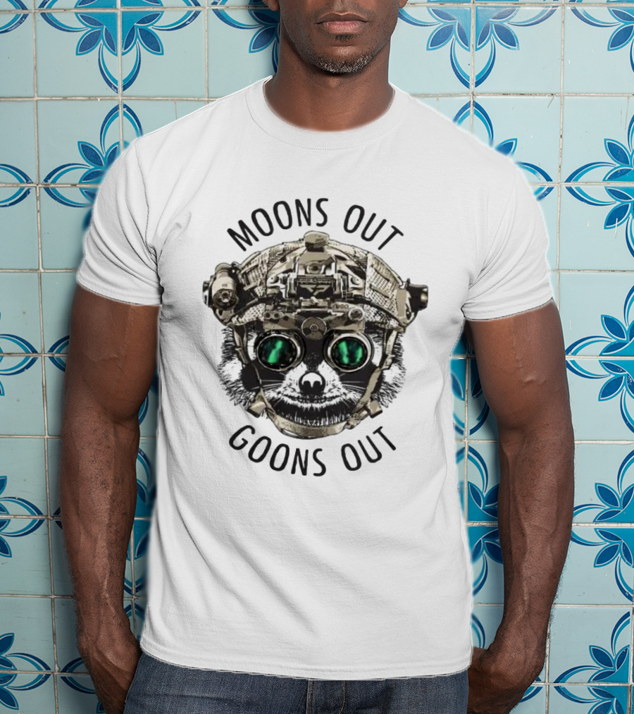 Moons Out Goons Out Raccoon With Tactical Gear T-Shirt