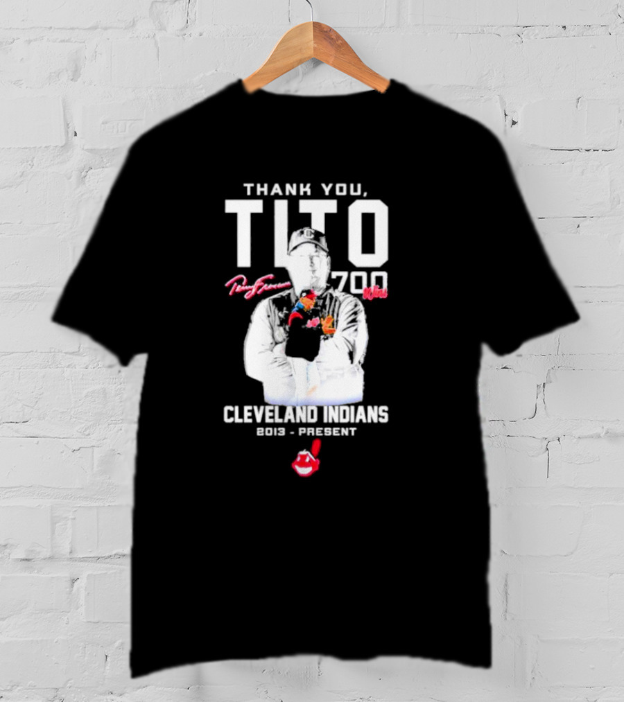 Thank You Tito Terry Francona 700 Wins Cleveland Indians 2013-Present T-Shirt