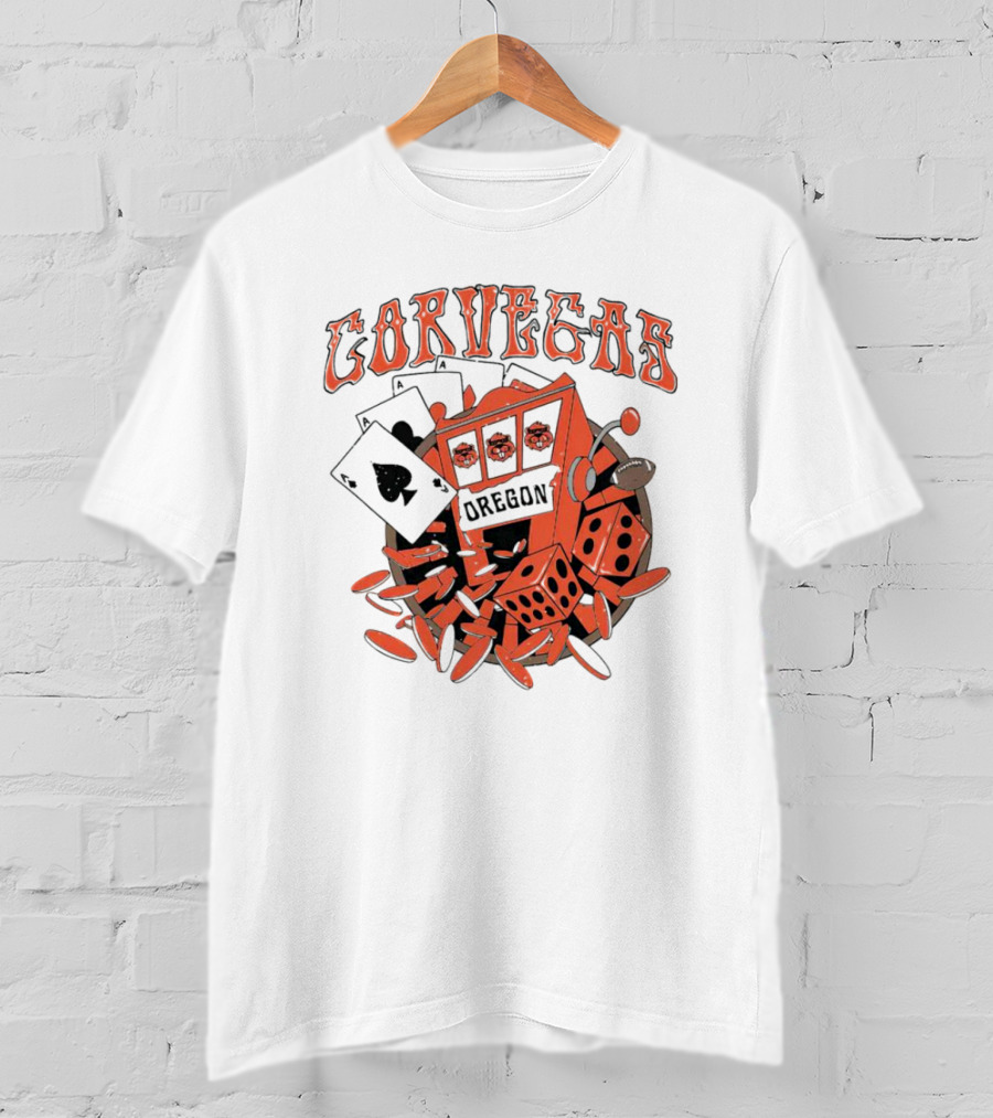 Corvegas Oregon OS Slot Machine Dice Cards Football Elements T-Shirt