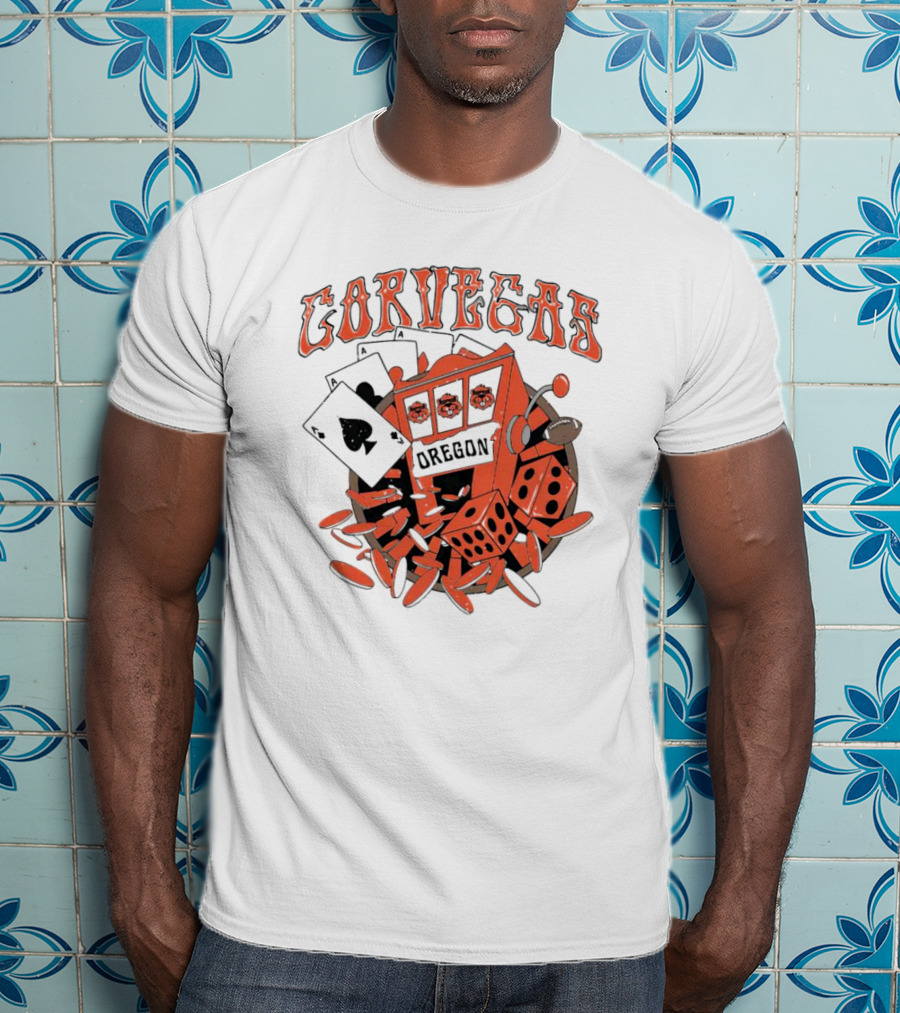 Corvegas Oregon OS Slot Machine Dice Cards Football Elements T-Shirt