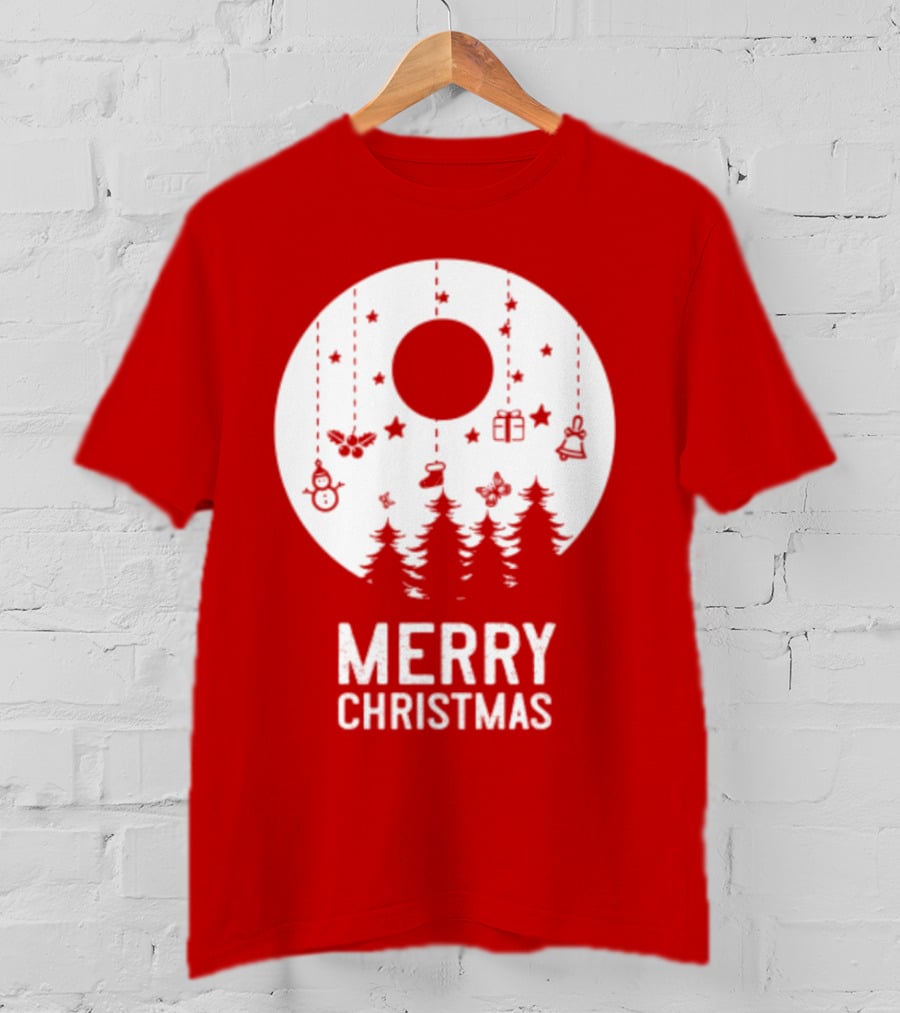 Merry Christmas Snowman Trees Stars And Presents T-Shirt