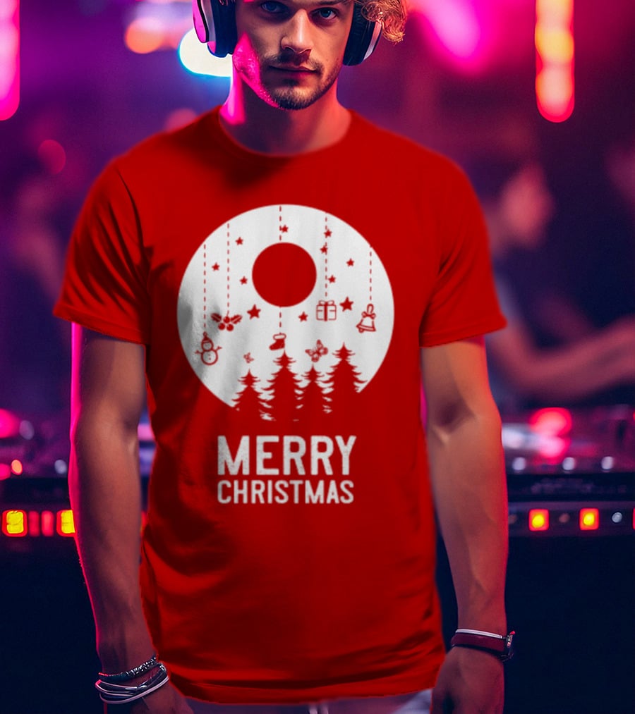 Merry Christmas Snowman Trees Stars And Presents T-Shirt