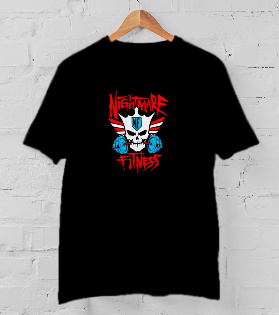 Nightmare Fitness NF Skull Wings Barbell Emblem T-Shirt