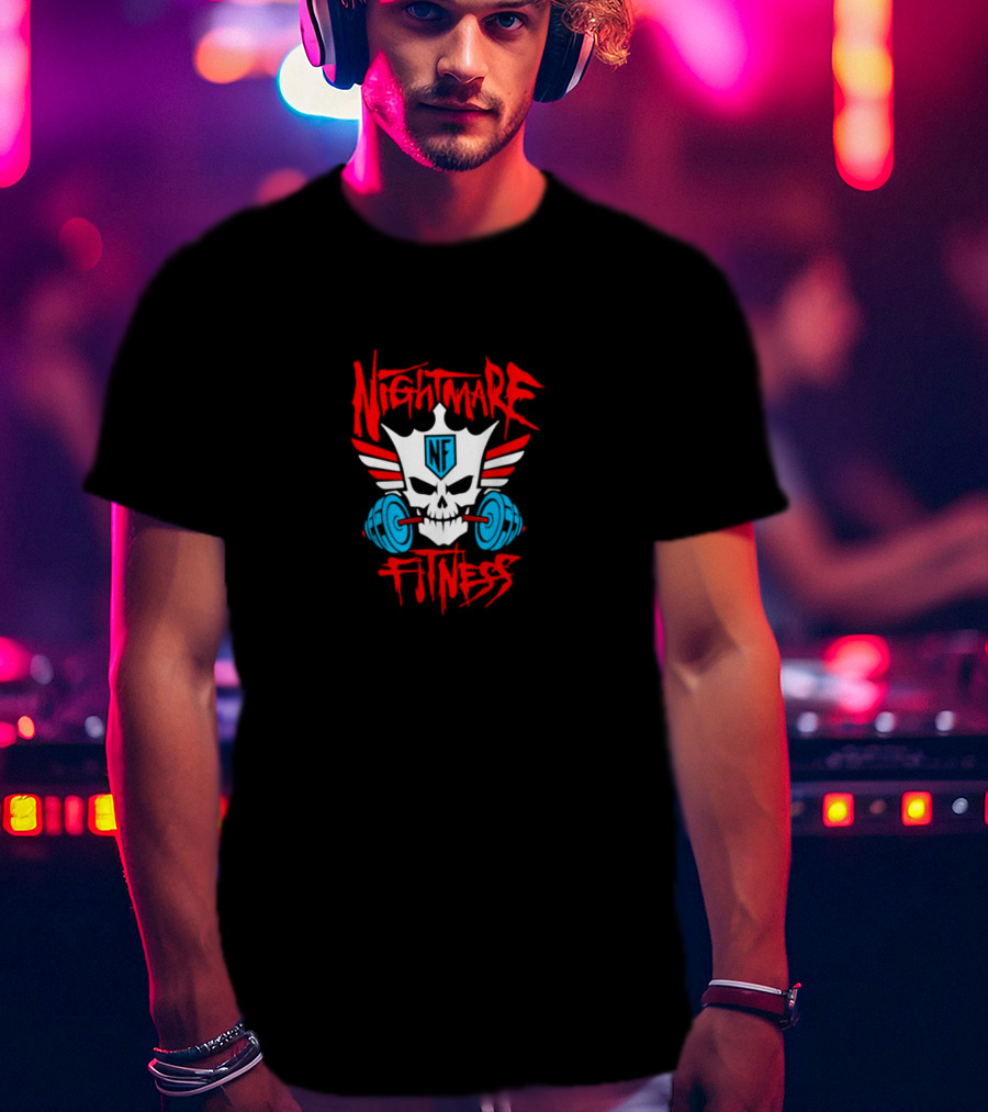 Nightmare Fitness NF Skull Wings Barbell Emblem T-Shirt