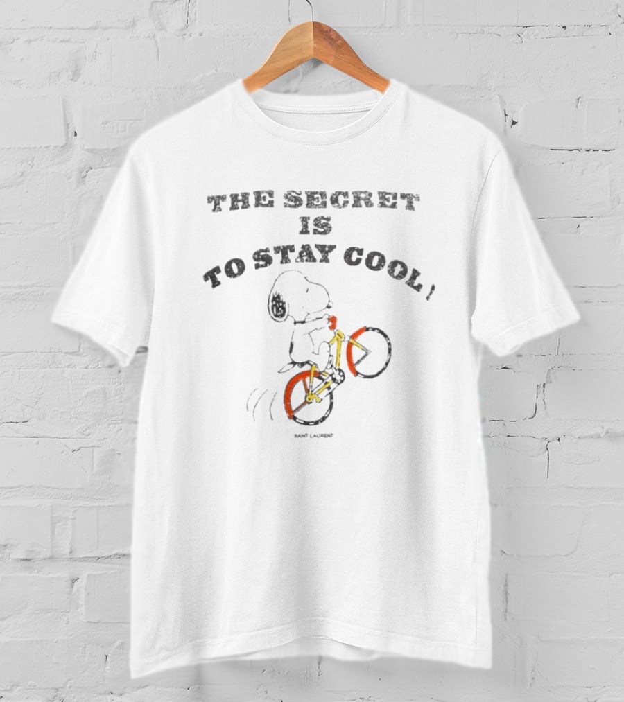 Snoopy The Secret Is To Stay Cool Riding Bicycle Saint Laurent T-Shirt