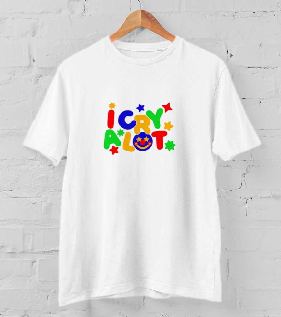 I Cry A Lot Clowncore Colorful Stars And Smiley Face T-Shirt