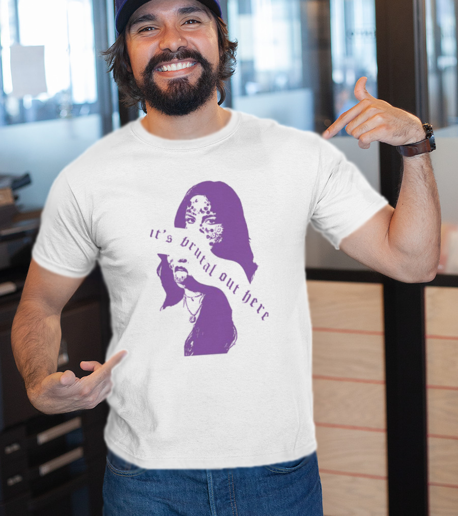 Olivia Rodrigo It's Brutal Out Here Purple Dual Image T-Shirt