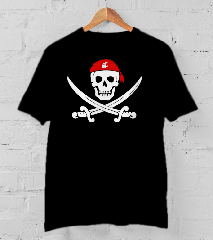 Washington State Cougars Skull And Crossed Swords Bandana T-Shirt