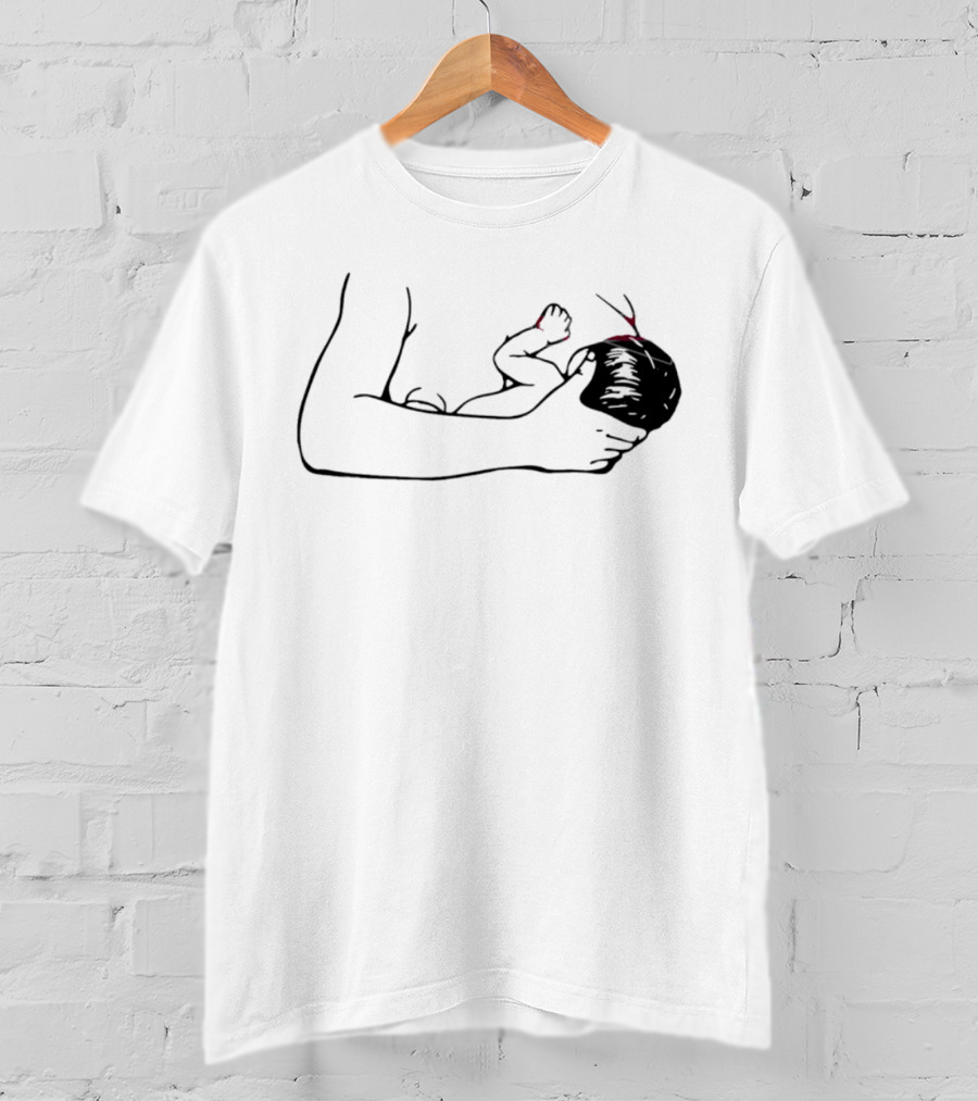 Breastfeeding Mother And Child Silhouette With Red Accents T-Shirt