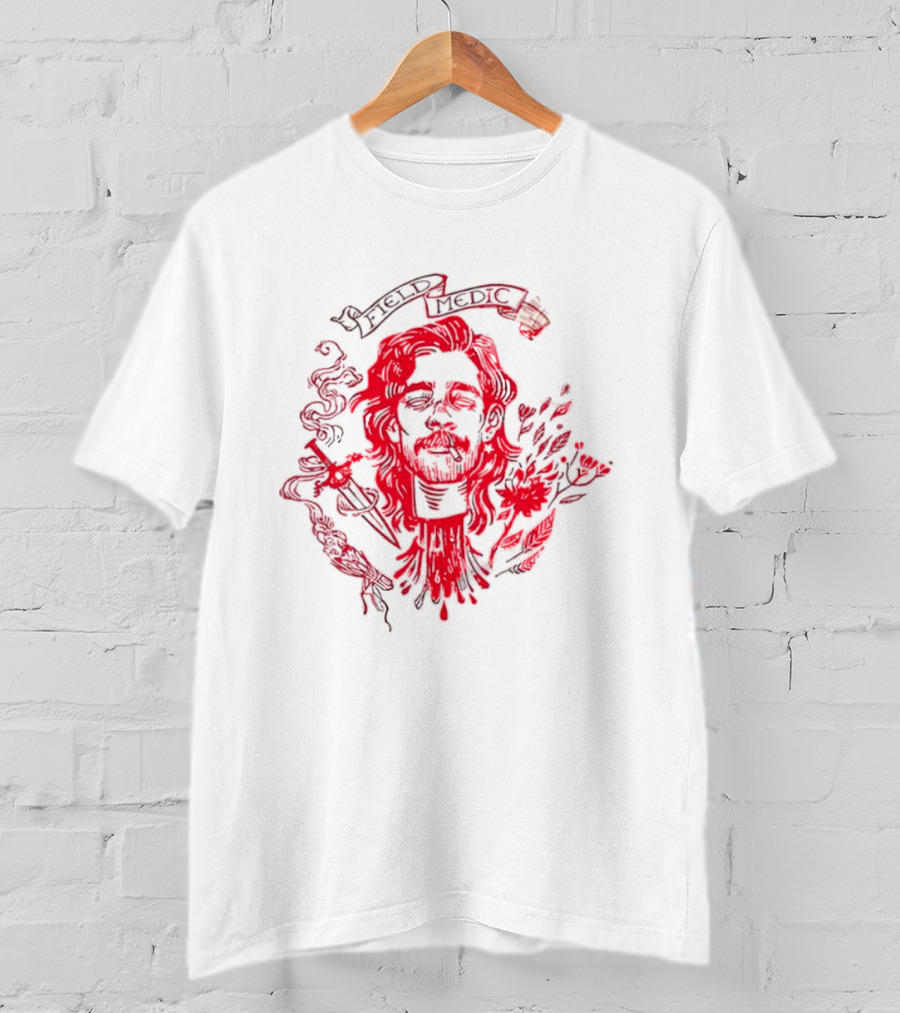 Field Medic Decapitated Roses And Leaves Red T-Shirt