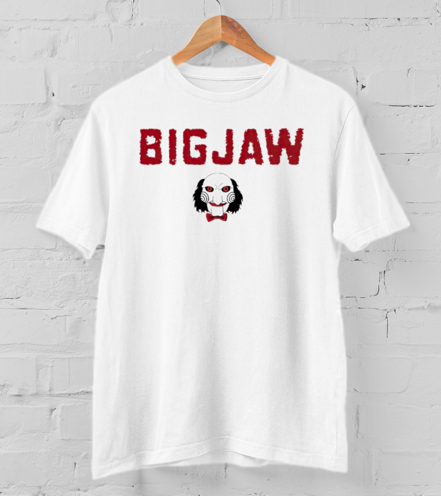 Jigsaw Big Jaw Red Text With Puppet T-Shirt