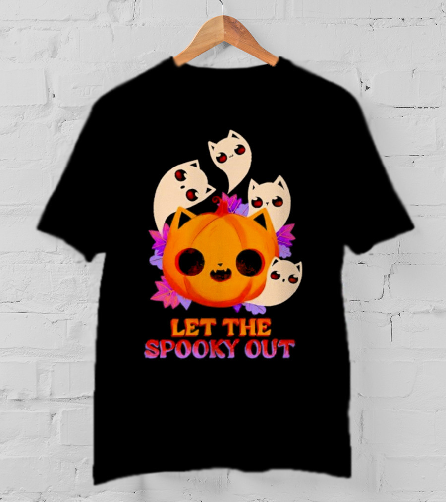 Let The Spooky Out Cute Pumpkin Halloween Ghosts T-Shirt