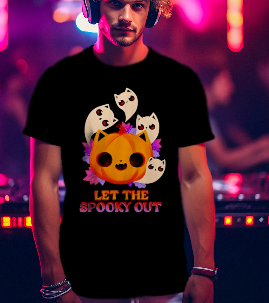 Let The Spooky Out Cute Pumpkin Halloween Ghosts T-Shirt