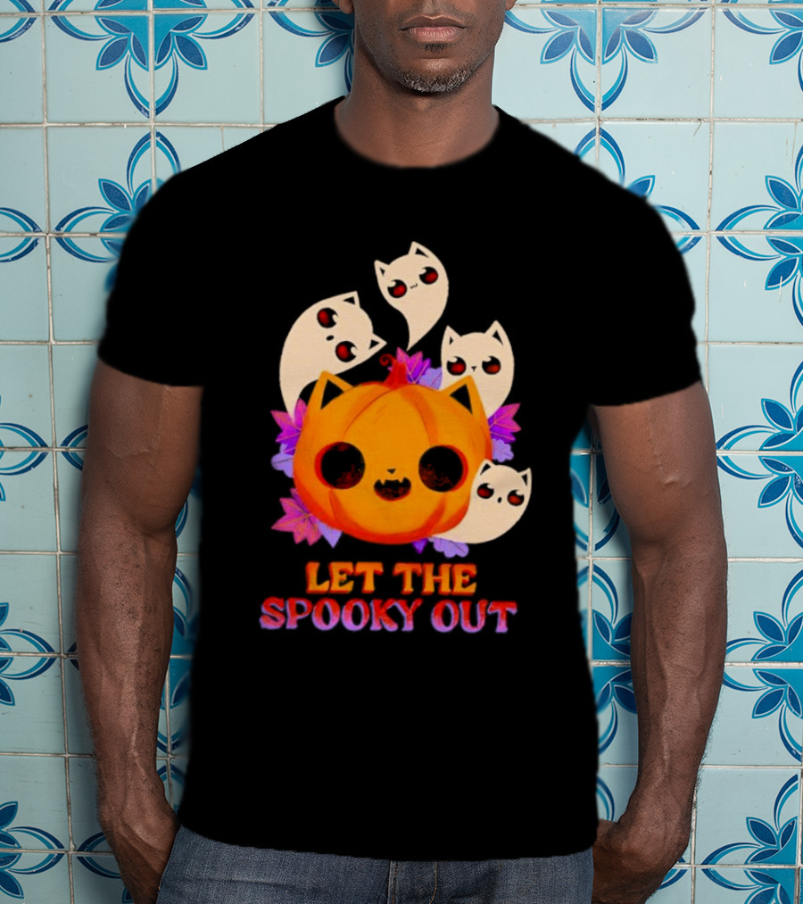 Let The Spooky Out Cute Pumpkin Halloween Ghosts T-Shirt