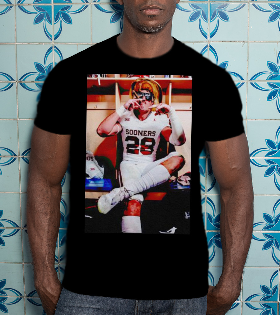 Sooners 28 Danny Stutsman Red River Rivalry Football Locker Room Image T-Shirt