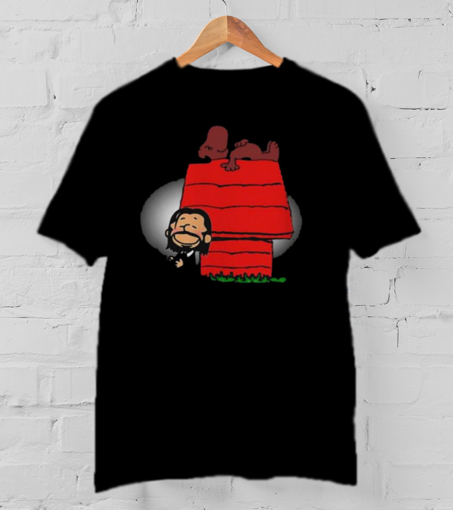 John Wick And Snoopy On Red Doghouse Crossover T-Shirt