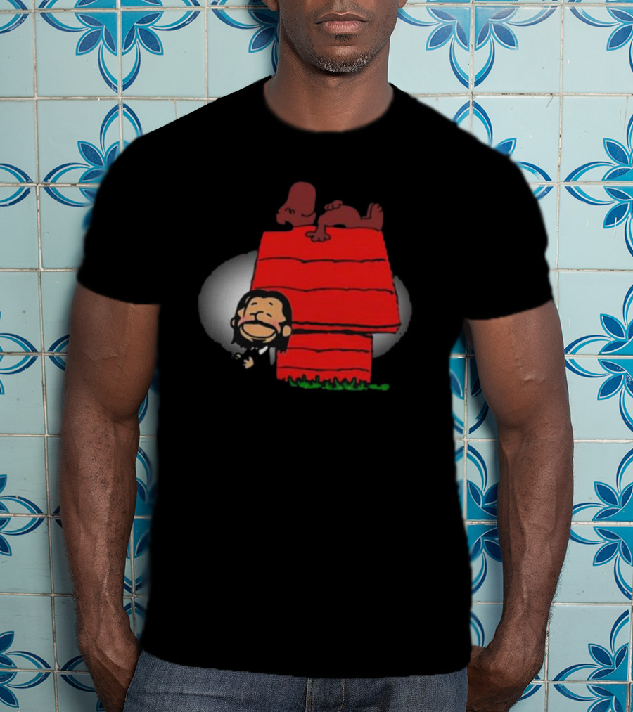 John Wick And Snoopy On Red Doghouse Crossover T-Shirt