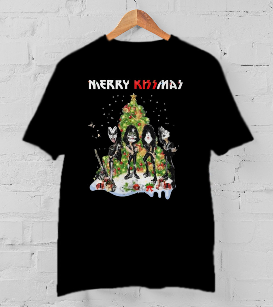 Merry Kissmas Kiss Rock Band Christmas Tree Holiday T-Shirt