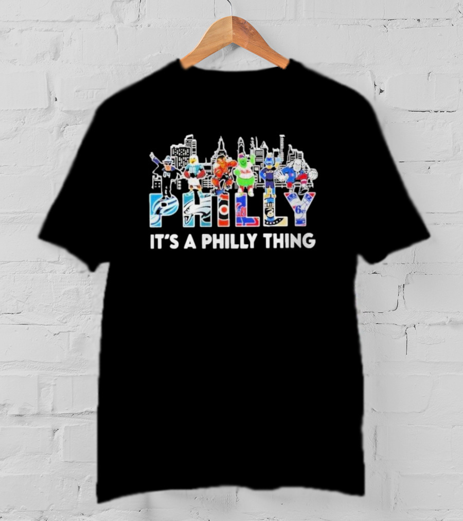 PHILLY It's A Philly Thing City Skyline Sports Mascots T-Shirt