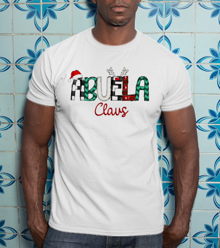 Abuela Claus Christmas Santa Hat Reindeer Antlers Festive T-Shirt