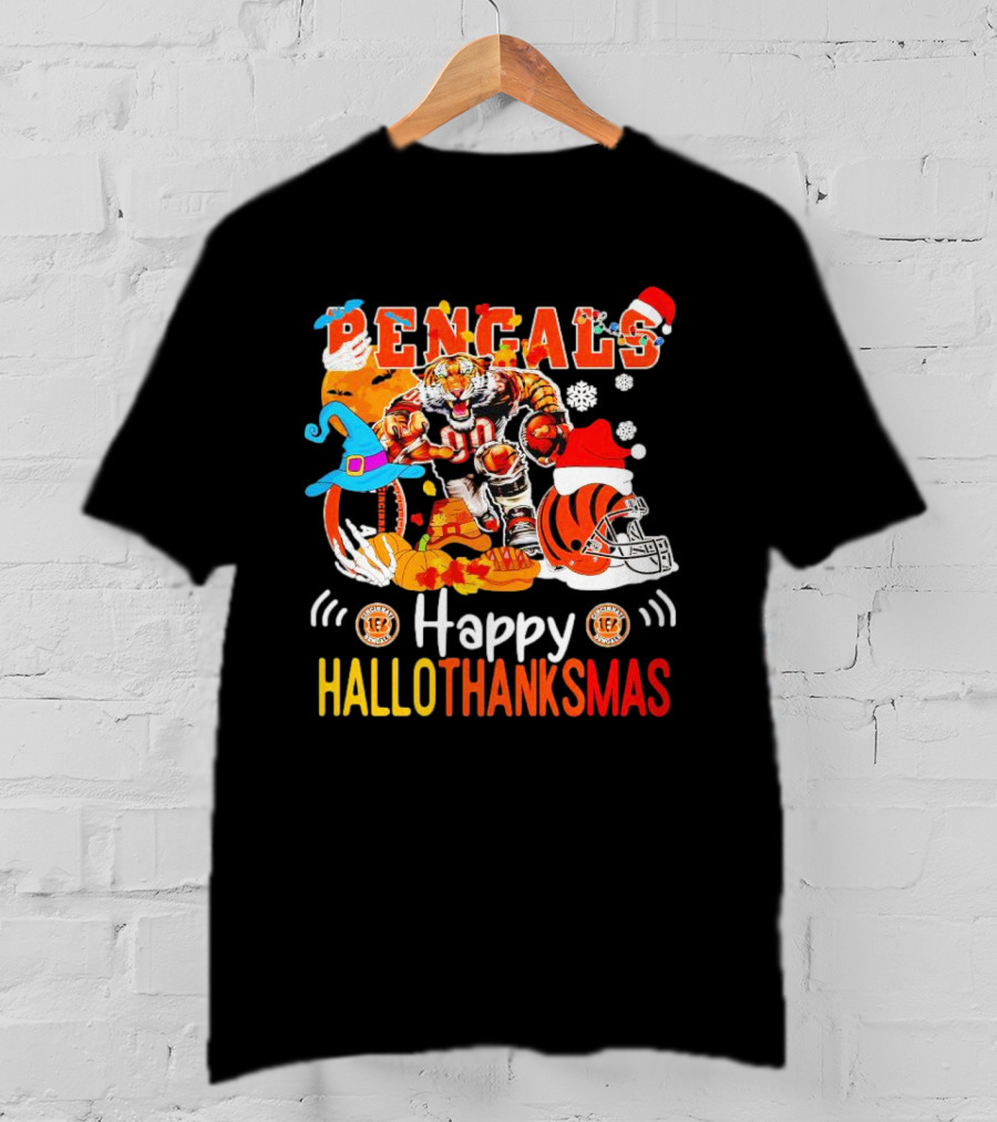 Bengals Mascot Festive Happy Hallothanksmas T-Shirt