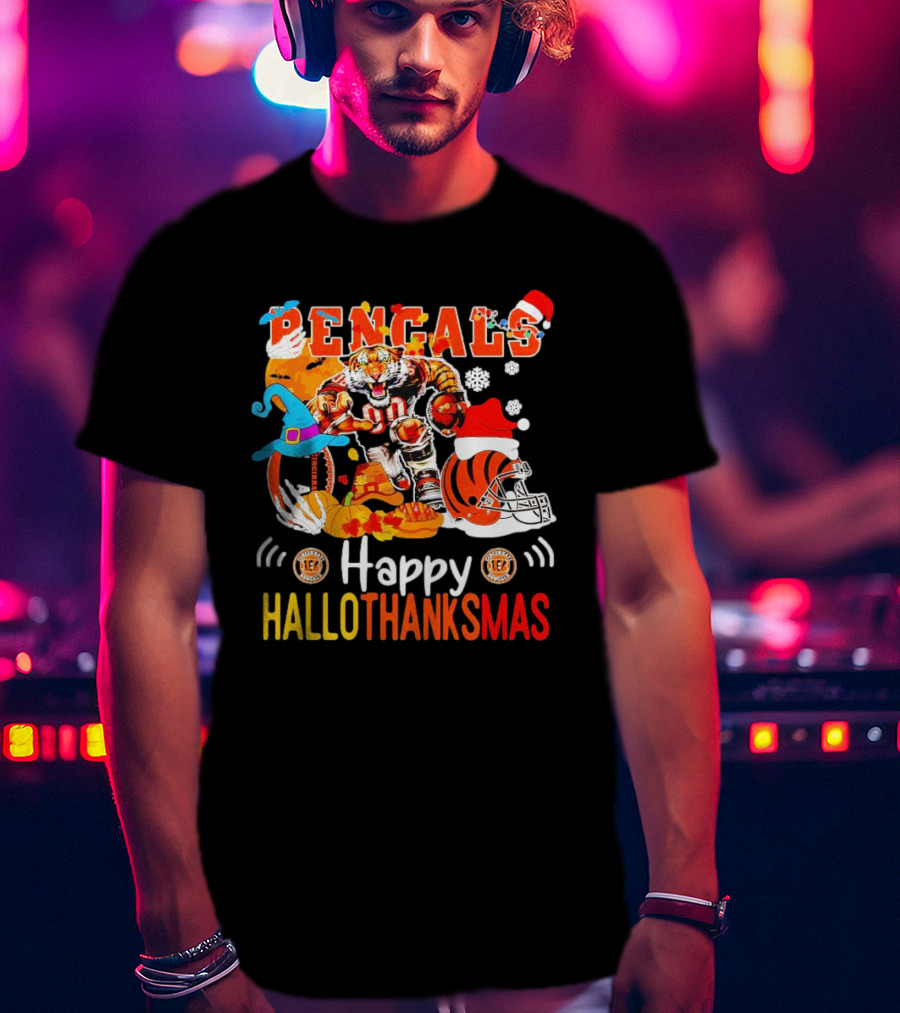 Bengals Mascot Festive Happy Hallothanksmas T-Shirt